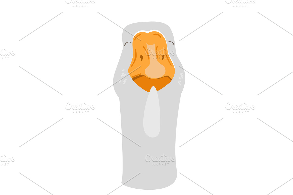 Cute happy cartoon goose head, an Animal Illustration by Toltemara