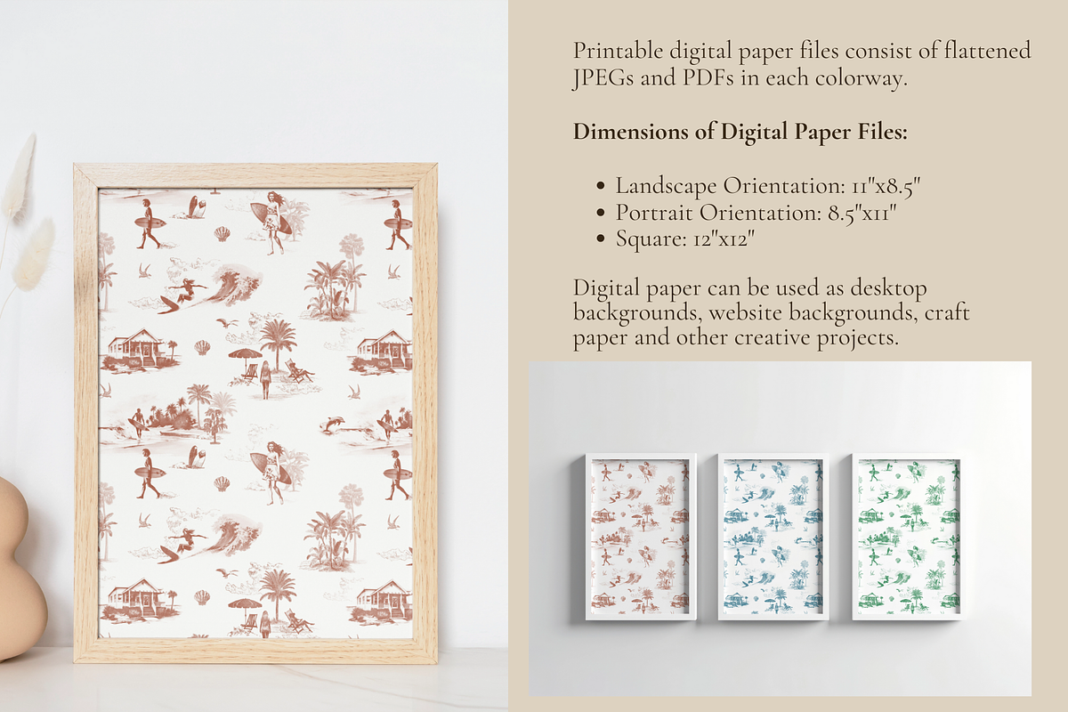 The Surfer Toile de Jouy Pattern, a Background Graphic by Hughes Studio (Photo 6 of 13)