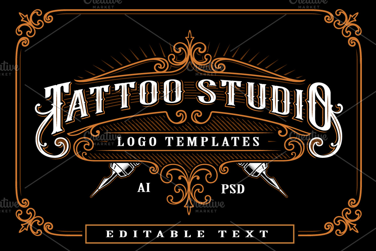 Set of vintage tattoo studio logos., a Branding & Logo Template by Harry Kasyanov (Photo 1 of 8)
