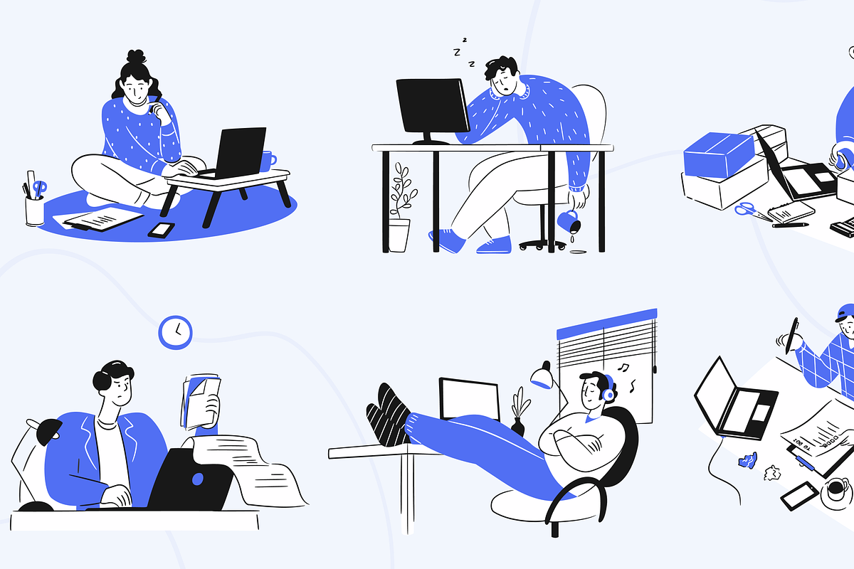 Workspace Activity Illustration Set, an Illustration by Illustraly Design