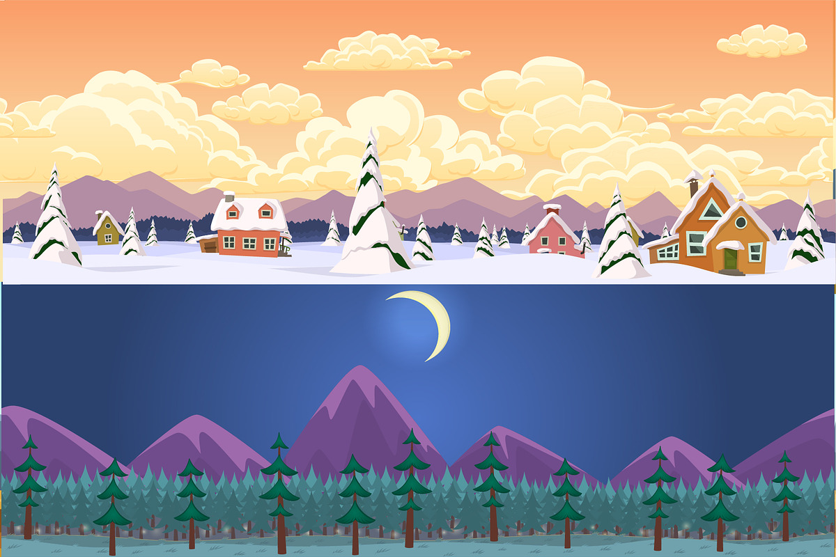 10 seamless cartoon landscapes, an Illustration by SHMEL_Studio (Photo 4 of 5)
