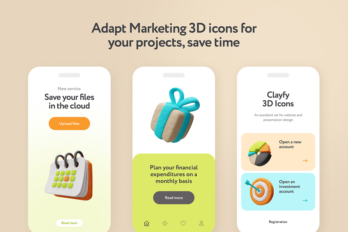 Clayfy Marketing 3D Icons, a 3D by Welovegraphics (Photo 3 of 7)