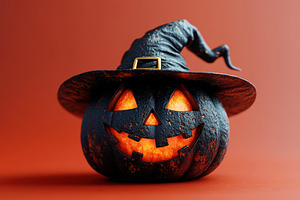 Creative Halloween pumpkin with a wi, a Photo by Tanuart