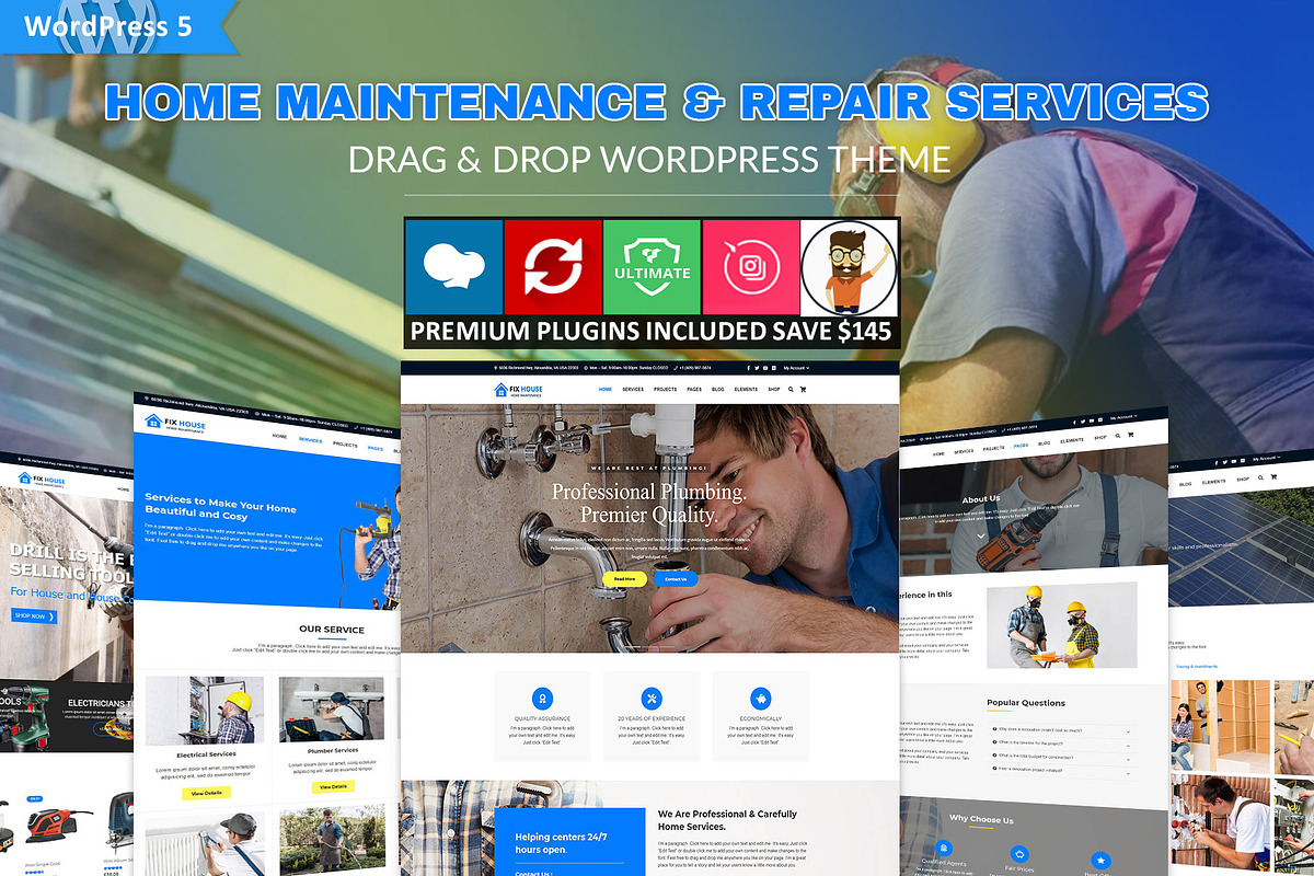 FixHouse - Home Repair & Business, a WordPress Template by Cherry Wordpress Theme (Photo 1 of 9)