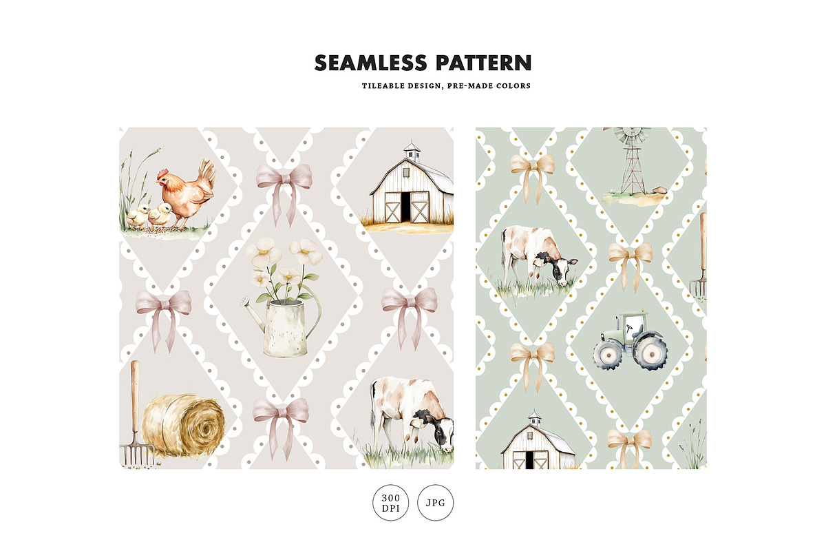 Little Farm Neutral Seamless Pattern