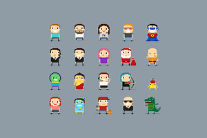 100 Pixel Art Characters