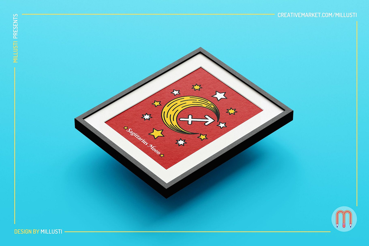 12 Astrology Zodiac Moon Sign Lunar, an Object Graphic by Millusti (Photo 7 of 9)