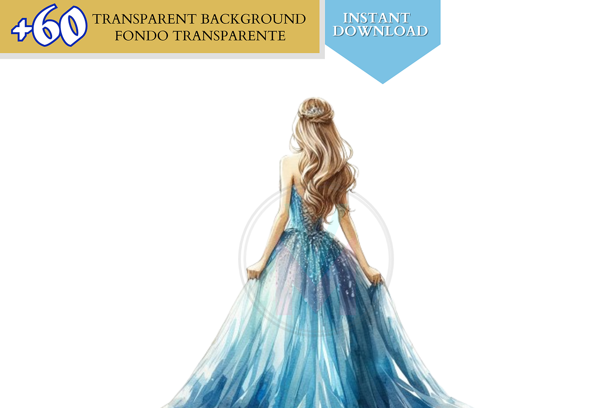Blue Princess Clipart quince png dre, a Person Illustration by VM PARTYS  BY TAIRUMA (Photo 26 of 40)