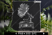 Vintage Gramophone Sunflower Retro, a Background Graphic by LaseredNinja (Thumbnail 2 of 7)