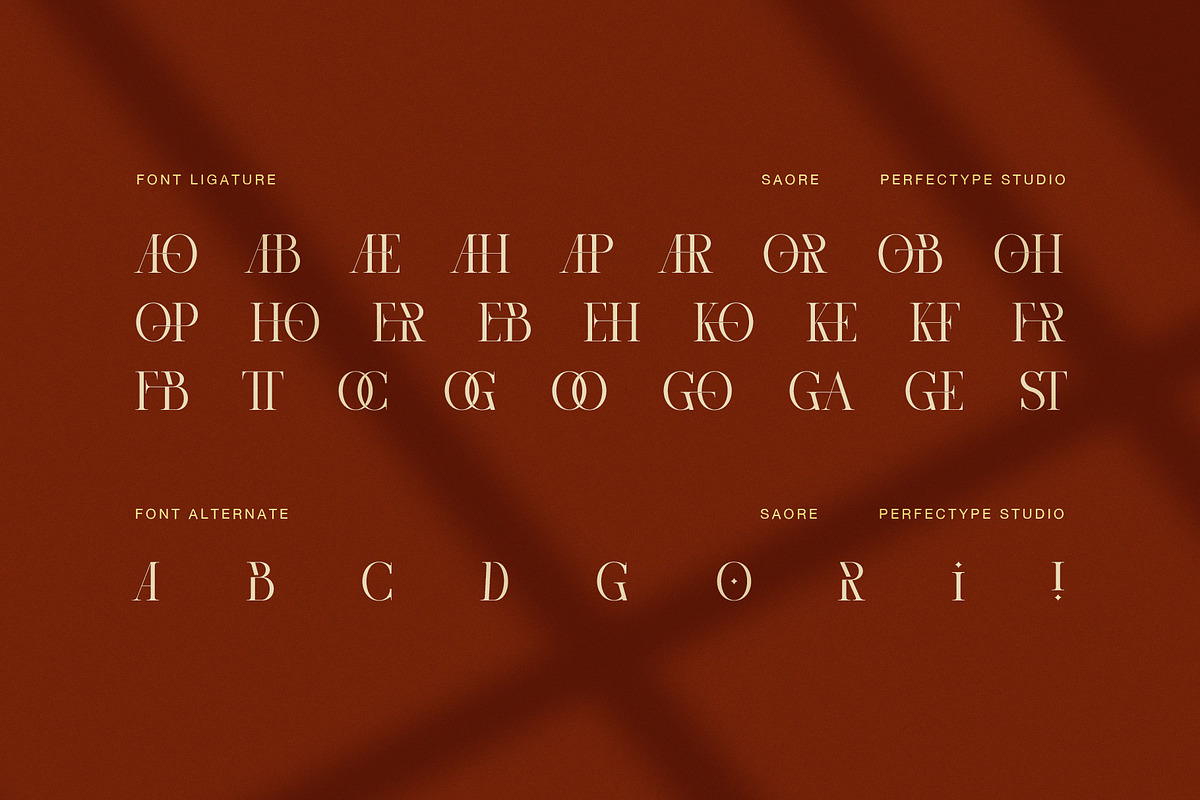 Saore Luxury Ligature Serif Font, a Serif Font by Perfectype (Photo 8 of 8)