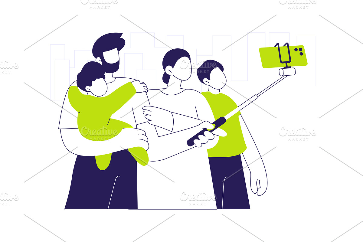 Selfie stick abstract concept vector, a Technology Illustration by Visual Generation