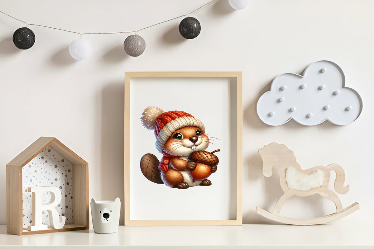 Watercolor Autumn Cute Beaver, an Illustration by CreationArt (Photo 5 of 9)