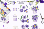 Watercolor Flowers Set Purple Garden, a Decorative Illustration by ViktoriyaD (Thumbnail 8 of 14)