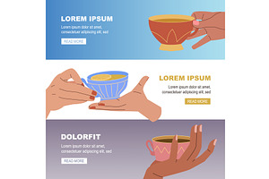 Tea ceremony banner. tea cup in, a Food Illustration by Multigon