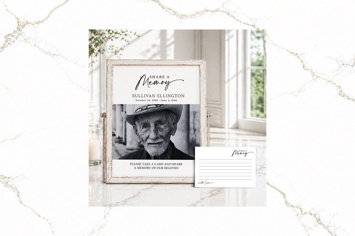 Funeral Bundle B&W Canva FR003, a Stationery Template by TyphoonStudio (Photo 9 of 11)