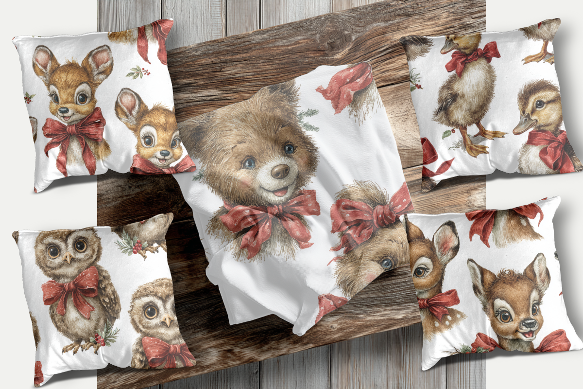 Vintage Christmas animal pattern, a Pattern Graphic by Sian Elizabeth Designs (Photo 2 of 7)
