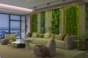 Living Room with Vertical Garden & N, an Architecture Photo by Pozitivo