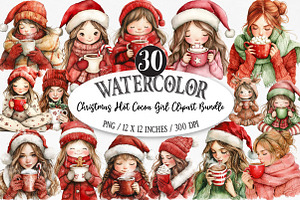 Christmas Hot Cocoa Girl Clipart, an Illustration by Designking