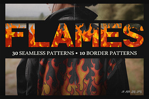 Flames seamless patterns pack, a Pattern Graphic by Gudiny