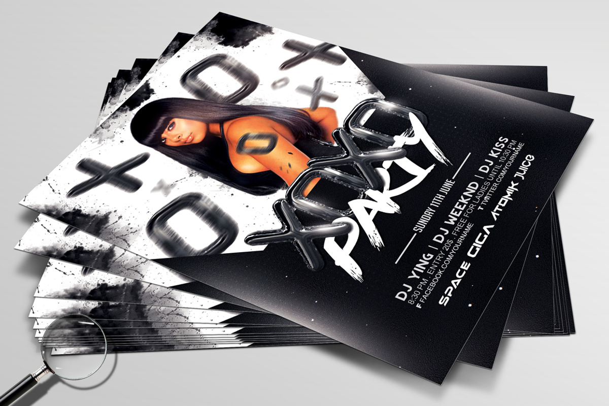 XOXO Party | Black & White Flyer, a Flyer Template by GIGA-TEMPLATE (Photo 3 of 6)