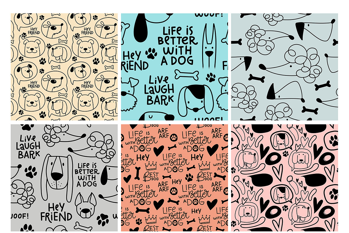 Cute Dogs Vector Set, an Animal Illustration by FourLeafLover (Photo 5 of 17)