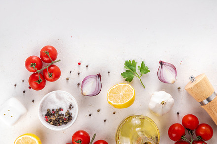 Ingredients for cooking food on the white background