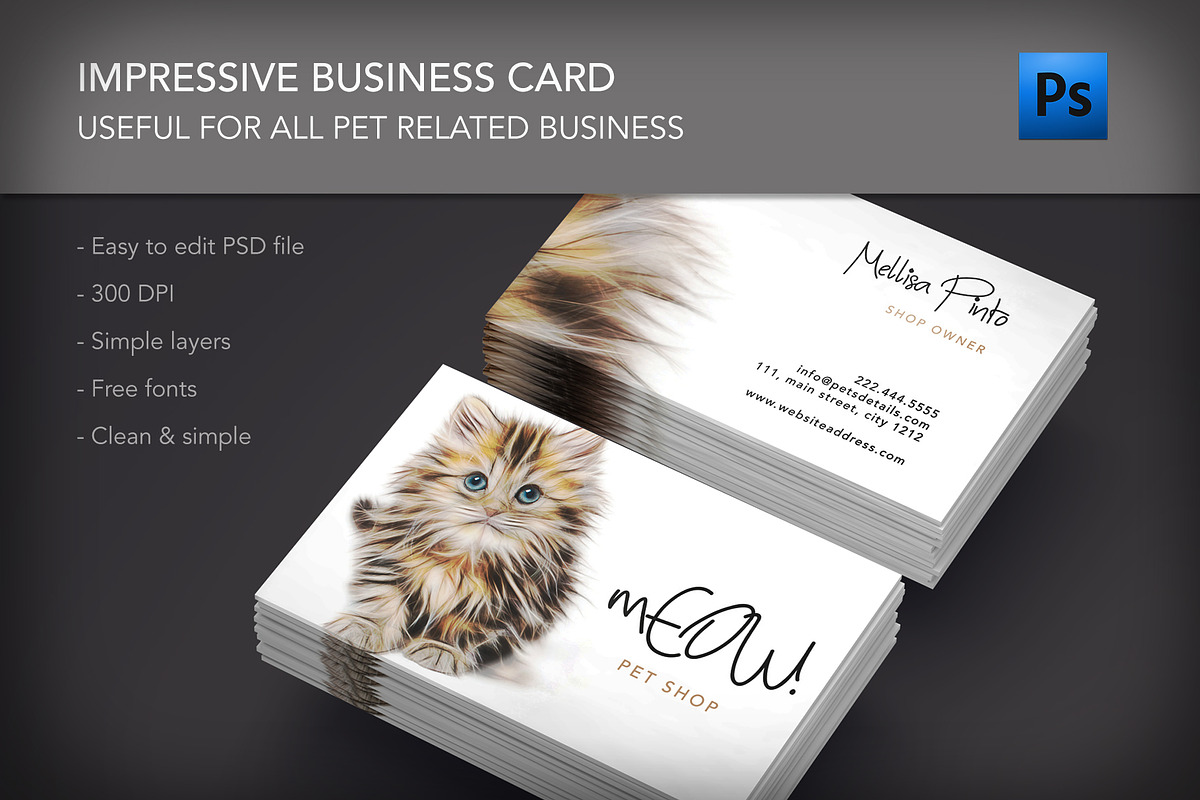 Cat animal lovers veterinarian card, a Business Card Template by Creative Designs (Photo 1 of 2)