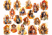 Watercolor Autumn Girl Clipart, a Person Illustration by GlamArtZhanna (Thumbnail 2 of 5)