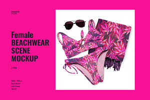 Female Beachwear Scene Mockup