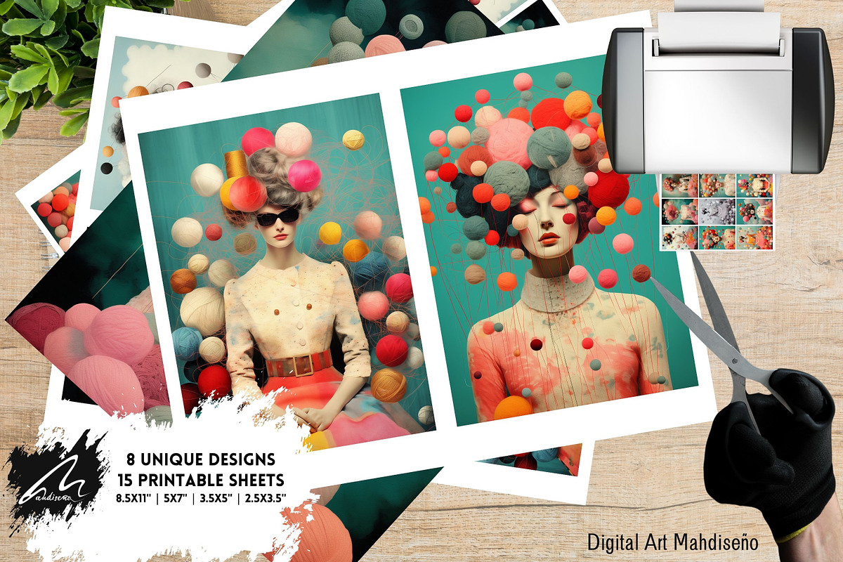 Whimsical weaver Girl, Collage Sheet, a Person Illustration by Digital Art Mahdiseño (Photo 11 of 11)