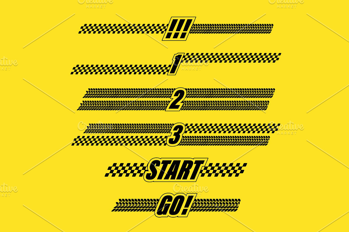 Sport flags yellow start silhouettes, a Pattern Graphic by LongQuattroArt
