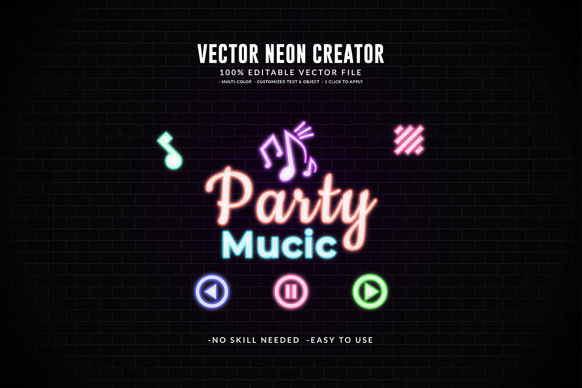 Editable Vector Neon Creator Effect, a Decorative Illustration by Photoshop Action (Photo 6 of 11)