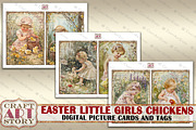 Easter little girls Chickens, an Animal Illustration by CraftArtStory (Thumbnail 3 of 4)