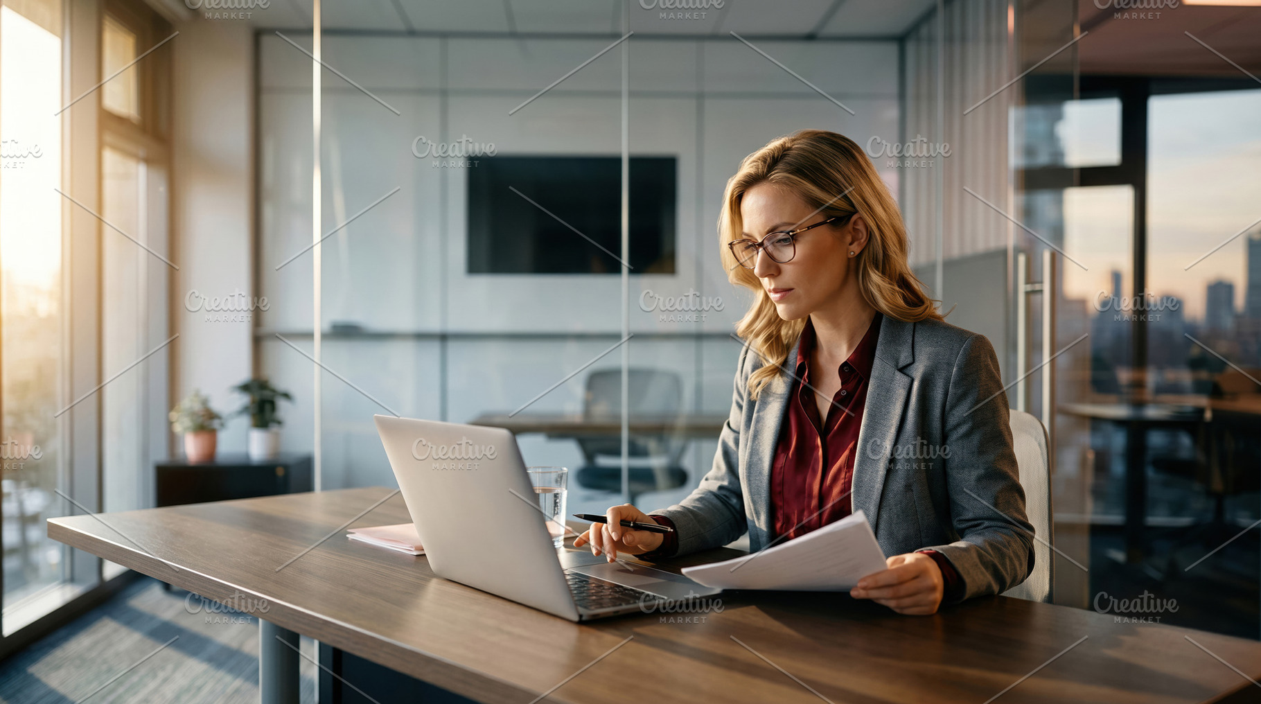 Focused Executive Working at Laptop Desk, a Business Photo by Davizro's Market