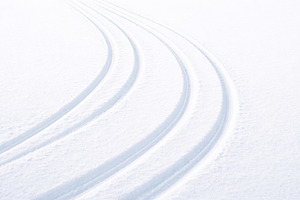 Snowy winter landscape with tracks i, a Photo by Dvoevnore photos