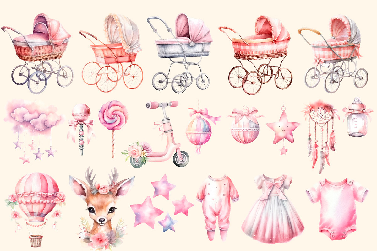 Rosy world, Boho Baby girl 133 PNG, a Decorative Illustration by Hello My Print (Photo 9 of 10)