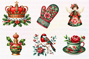 Chinoiserie Red & Green Christmas Cl, an Illustration by CreationArt (Thumbnail 6 of 6)