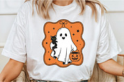 Halloween Ghost Cat Hand-Drawn Frame, an Illustration by Libby Wishes (Thumbnail 5 of 6)