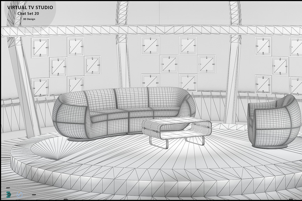 Virtual TV Studio Chat Set 20, an Architecture 3D Model by akerStudio (Photo 9 of 26)