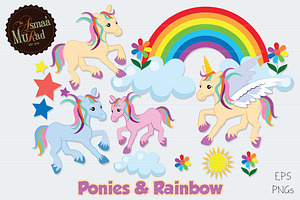 Rainbow unicorn clipart