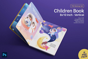 Children Book Mockup Set - 8x10 Inch
