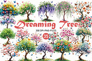 Watercolor Dreaming Tree Clipart, a Seasonal Illustration by Designworld (Thumbnail 1 of 11)