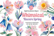 Whimsical Flowers Spring Clipart, an Illustration by DreamArtGraphic (Thumbnail 1 of 4)