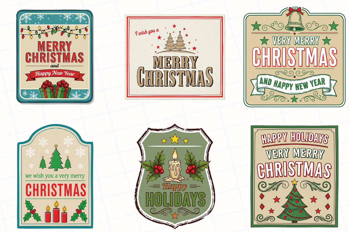 Vintage Christmas Label Sublimation, an Illustration by OK Design (Photo 2 of 5)