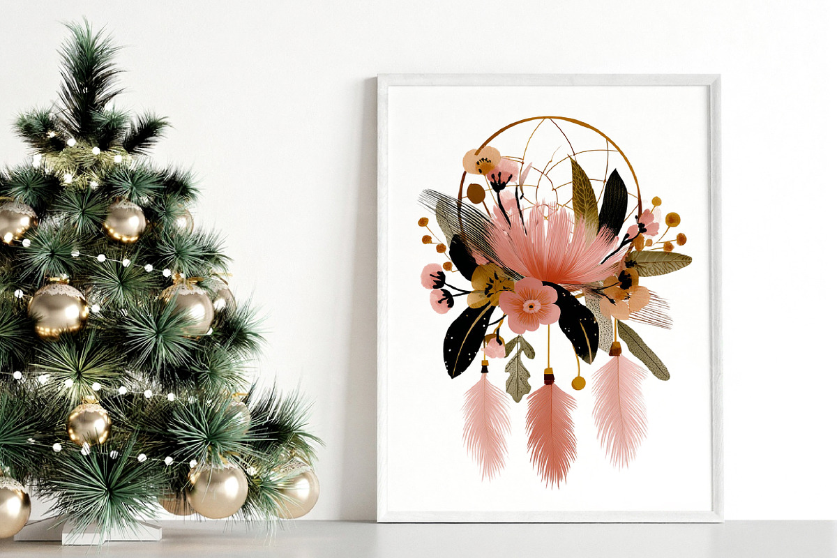 Watercolor Boho Floral Clipart, an Illustration by Canvas Craft (Photo 4 of 6)
