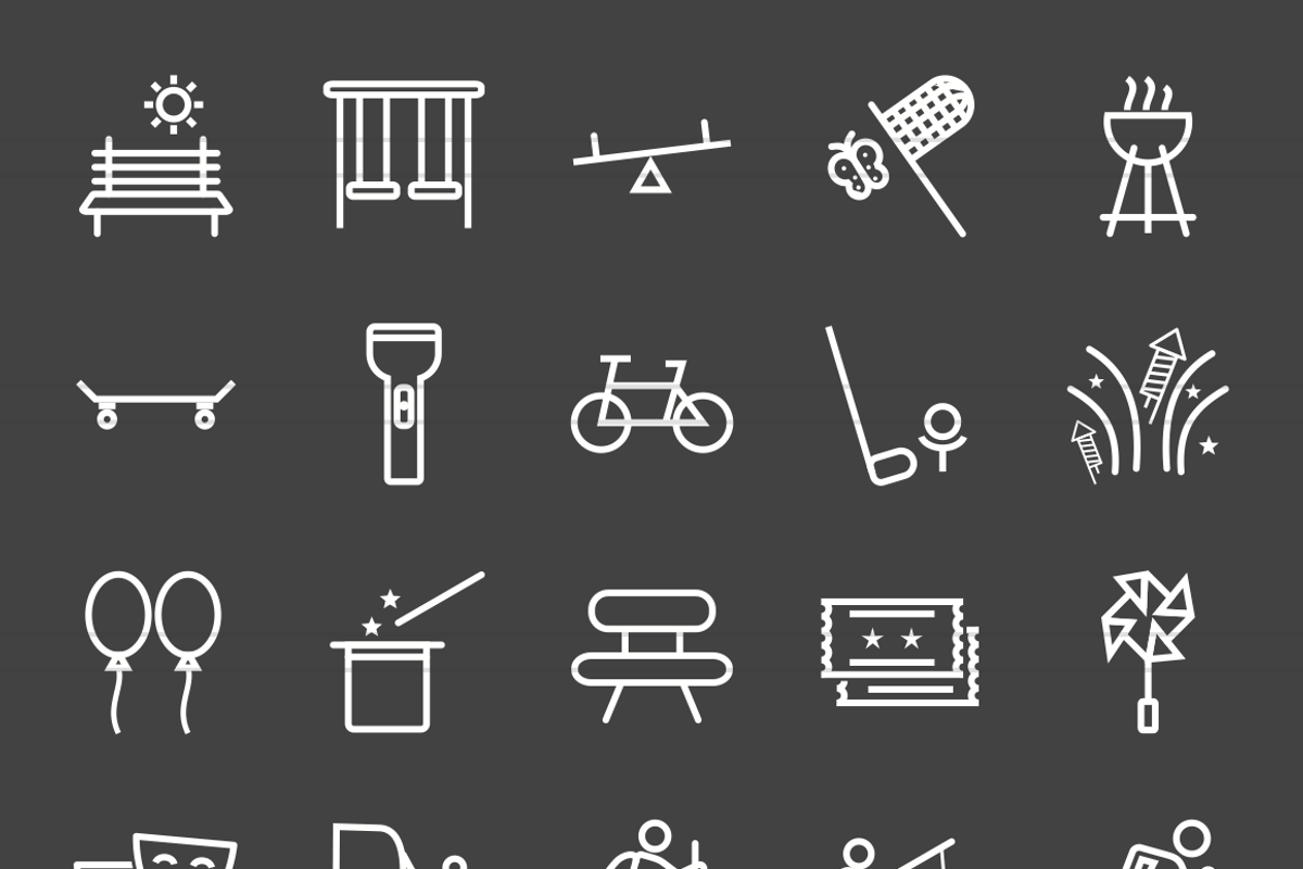 50 Outdoor Fun Line Inverted Icons preview 2