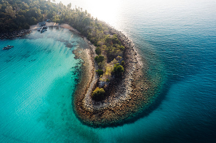 Island and blue water in tropical summer, a Nature Photo by Art Rachen
