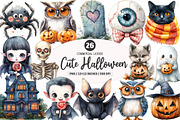 Watercolor Cute Halloween Clipart, an Illustration by SinaCreation (Thumbnail 1 of 5)