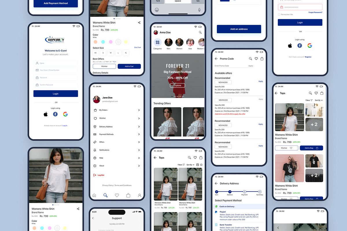 SuperboyFashion Ecommerce App UI Kit, an UI Kit Template by piyush608 (Photo 3 of 8)