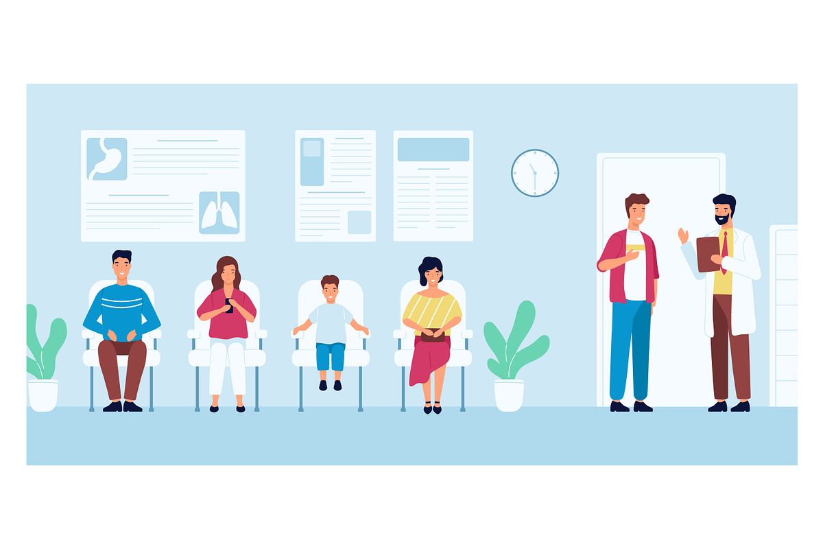 People in doctor waiting room, a Healthcare Illustration by Good Studio (Photo 2 of 4)